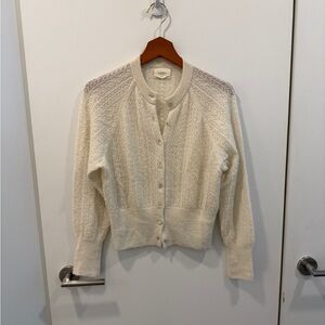 DÔEN Emiliana pointelle-knit alpaca-blend sweater size S small in creme